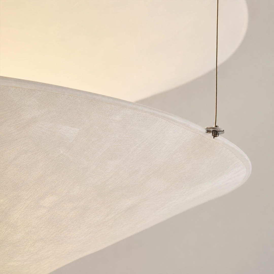 Kōun pendant light Dupont paper crinkled dynamic texture organic humidity responsive character detail close up craftsmanship unique