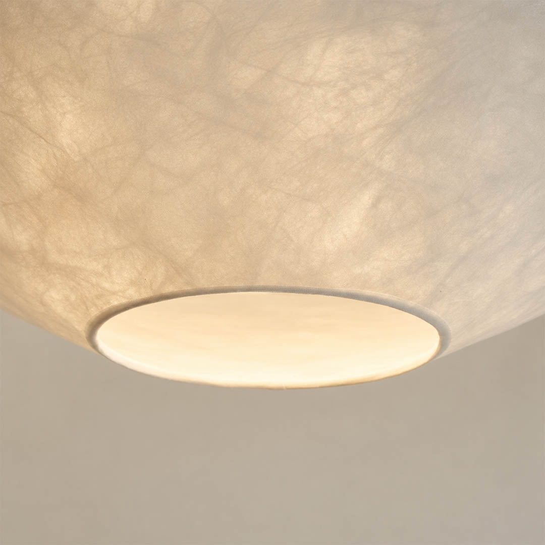 Kōun pendant light Dupont paper crinkled dynamic texture organic humidity responsive character detail close up craftsmanship unique