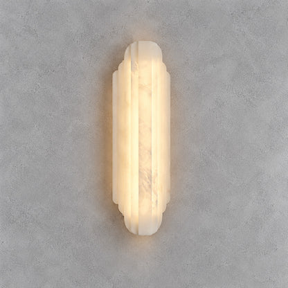 Lamina alabaster wall sconce 29.5 inch in white with warm light