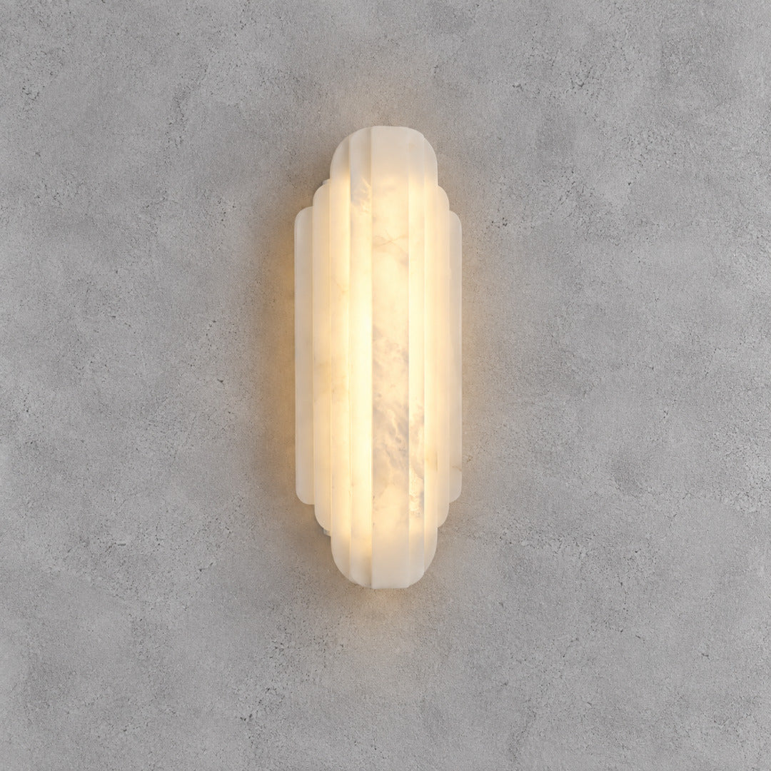 Lamina alabaster wall sconce 19.7 inch in white with warm light