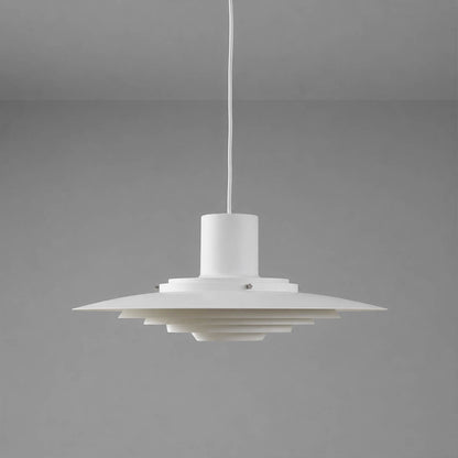 Larkin P376 style aluminum disc pendant light White matte Modern Scandinavian designer tribute large 18 inch white background