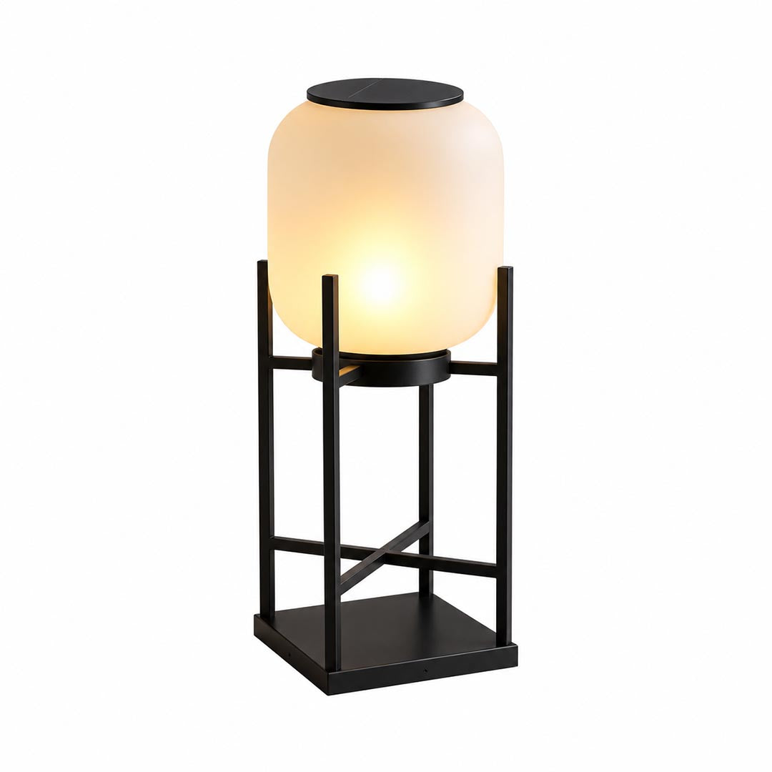Larsen solar panel top integrated self charging no wiring required outdoor lantern functionality detail sustainable green