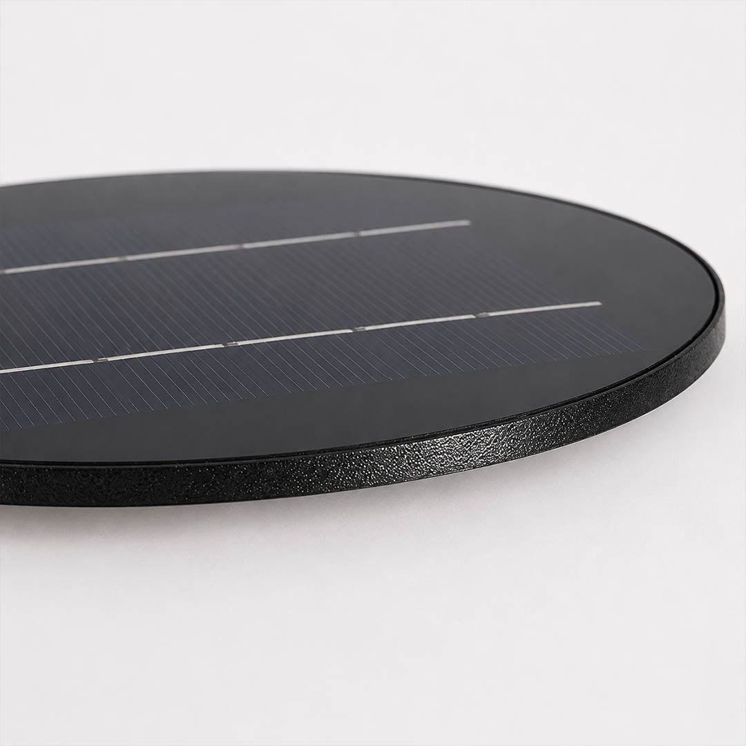 Larsen solar panel top integrated self charging no wiring required outdoor lantern functionality detail sustainable green