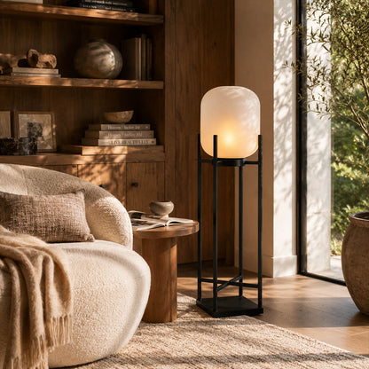 Larsen large 39 inch outdoor lantern pool side modern luxury Scandinavian summer evening warm glow architectural lifestyle