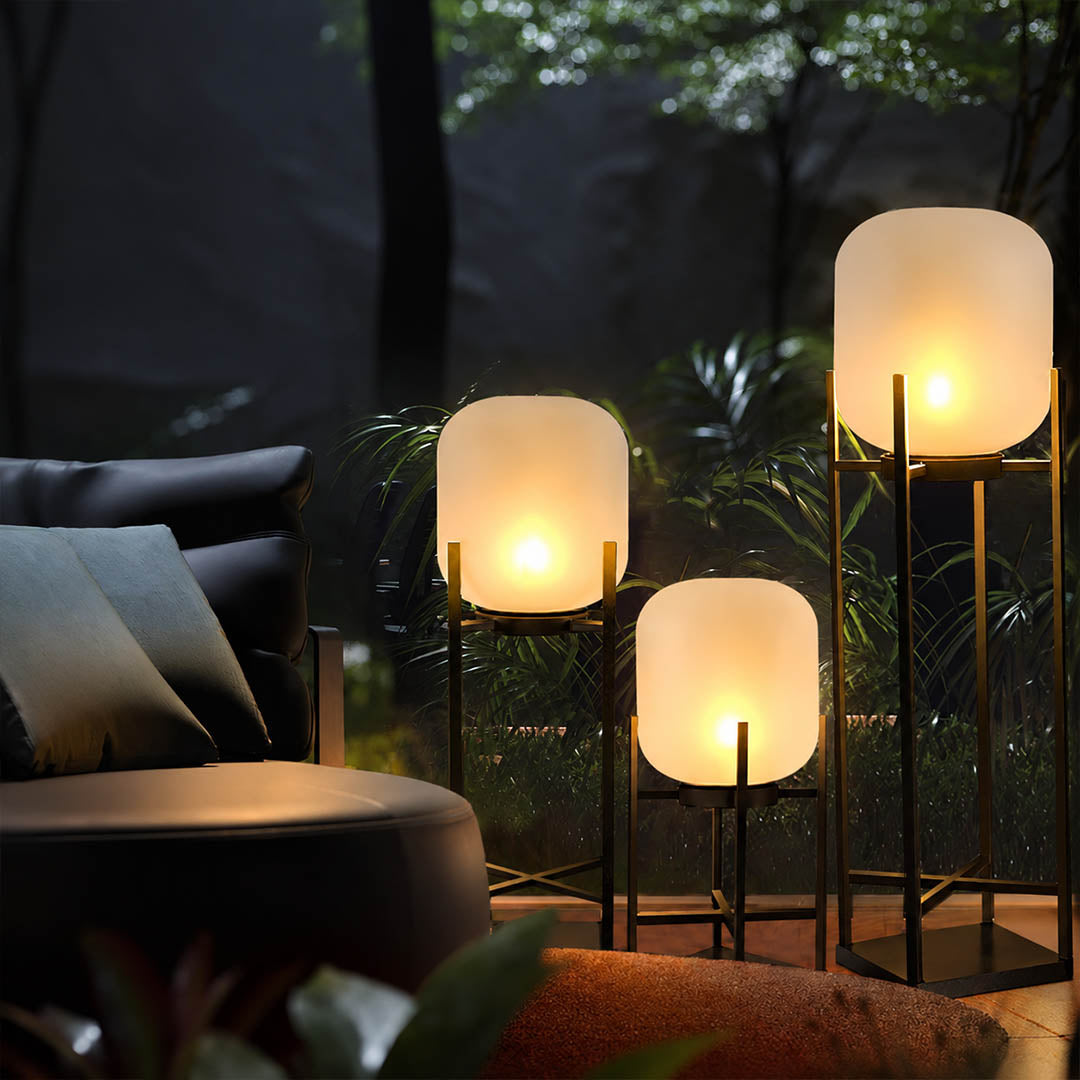 Larsen Black outdoor lantern pathway front yard walkway series evening solar landscape modern Scandinavian welcoming home interior