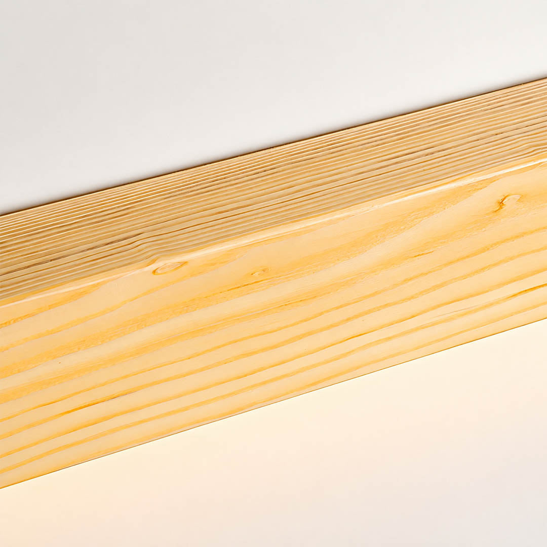 Larsson linear wood wall light natural pine wood grain texture detail close up organic warm craftsmanship