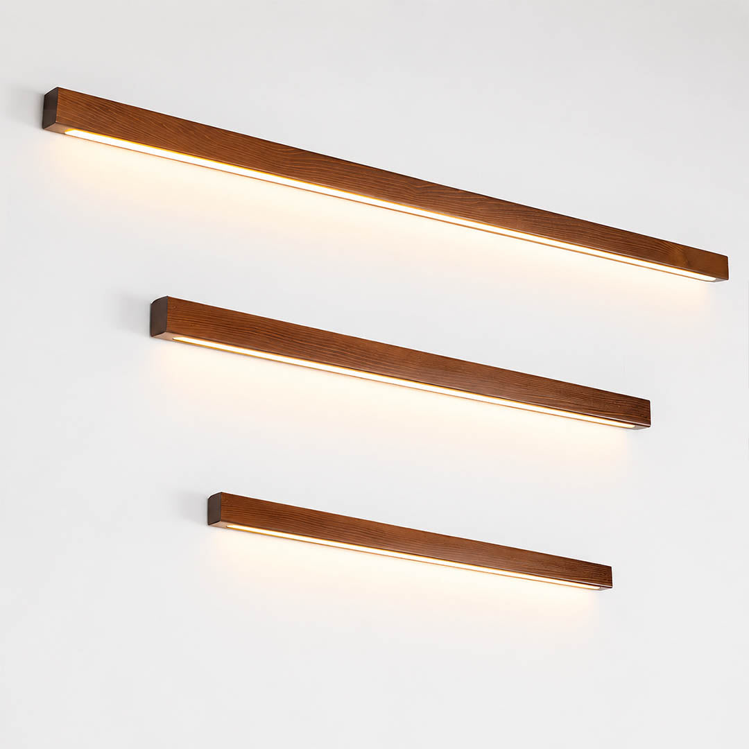 Larsson linear wood wall light three sizes 23 31 47 inch length comparison slim linear bar reference proportional