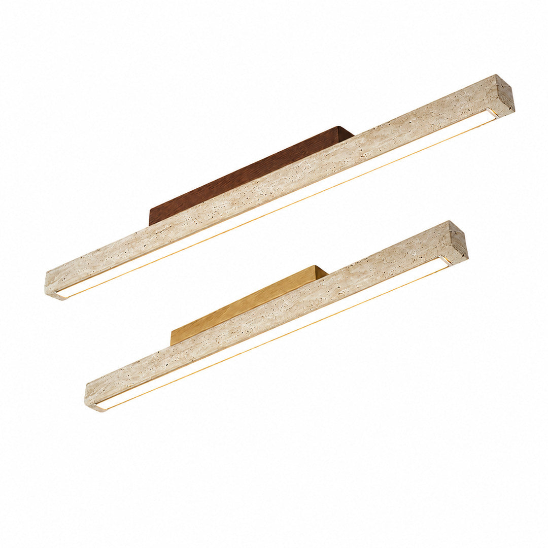 Lastra travertine ceiling light natural travertine stone rectangular linear flush mount slim low profile minimalist white background