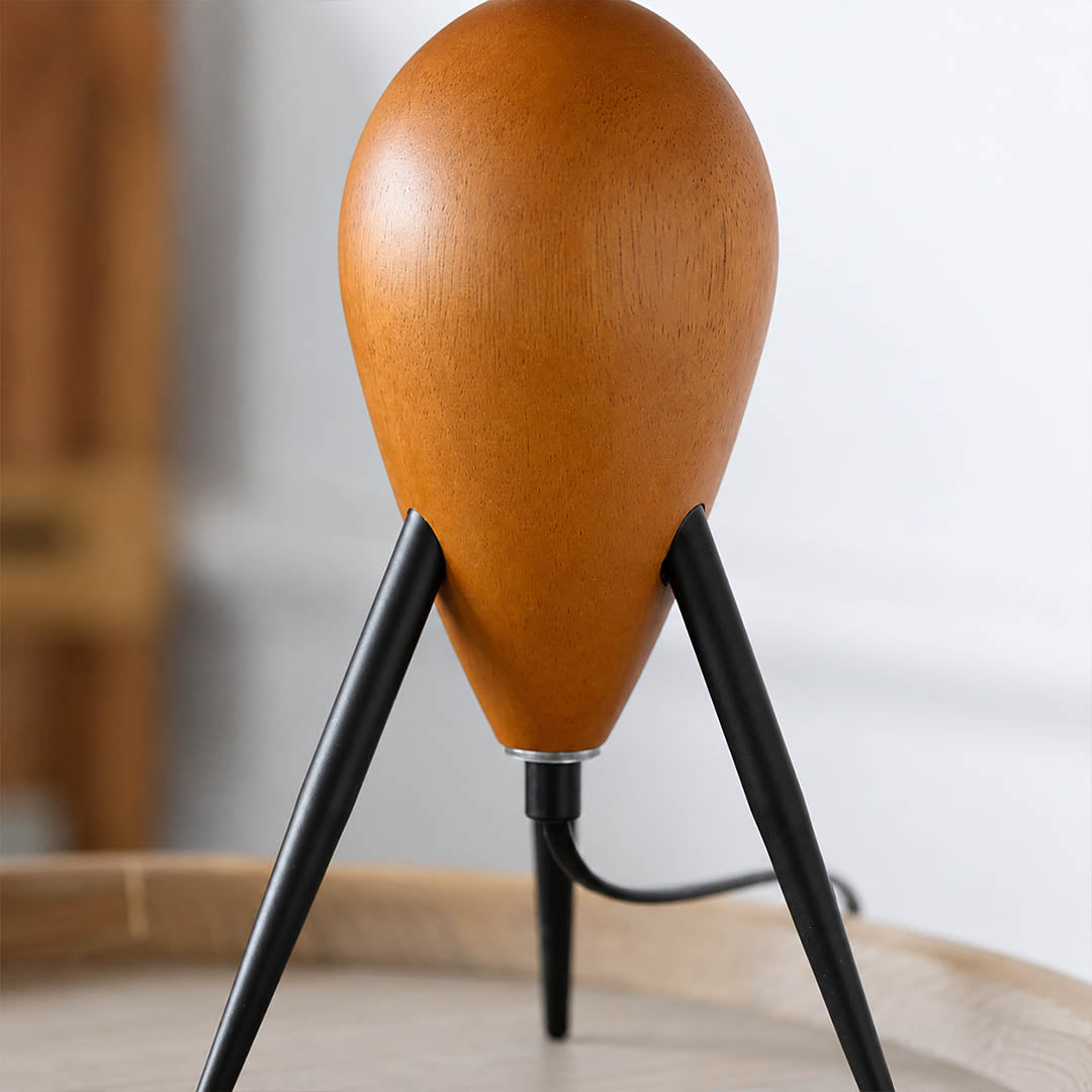 Legno table lamp tripod metal legs black powder coated geometric architectural mid century modern base detail close up minimalist support