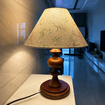 Linnea fabric table lamp wood base fabric shade proportion silhouette detail close up