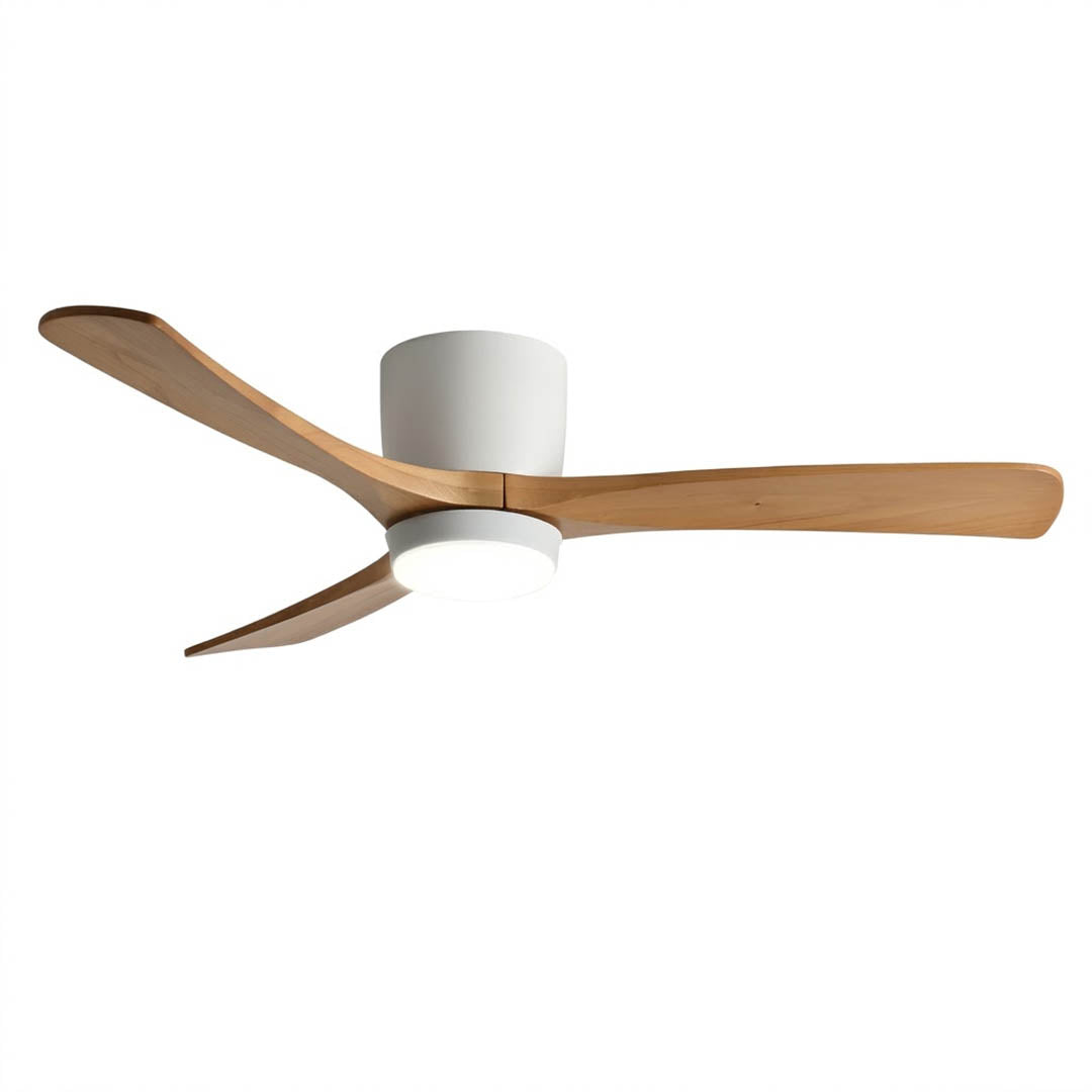 Linnea Nordic solid wood ceiling fan 48 inch natural paulownia wood blades white frame minimalist