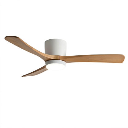 Linnea Nordic solid wood ceiling fan 48 inch natural paulownia wood blades white frame minimalist