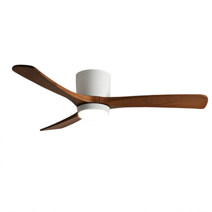 Linnea Nordic solid wood ceiling fan 48 inch natural paulownia wood blades white frame minimalist