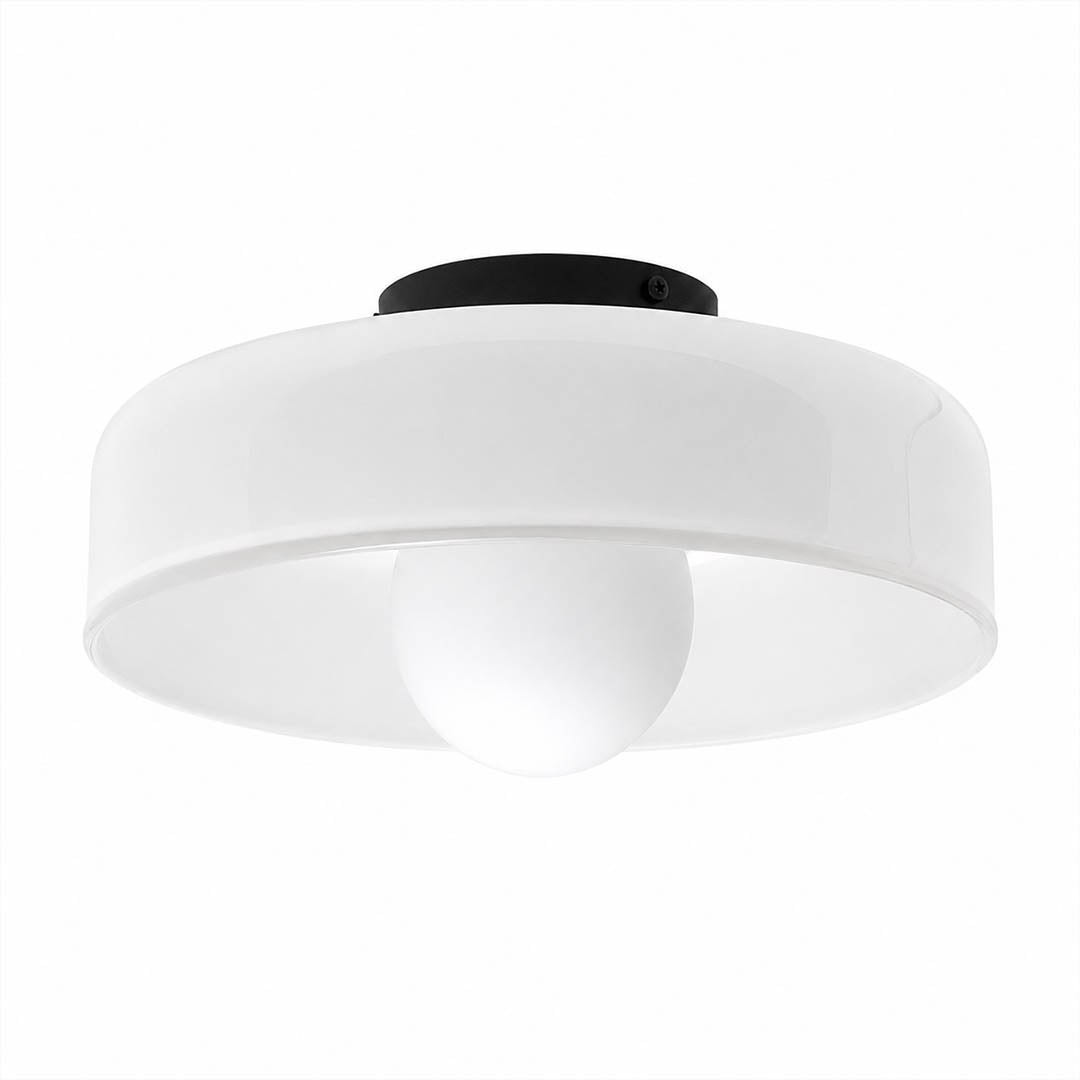 Lottie vintage stained glass mushroom ceiling light White 14 inch retro 70s semi flush mount classic clean design white background