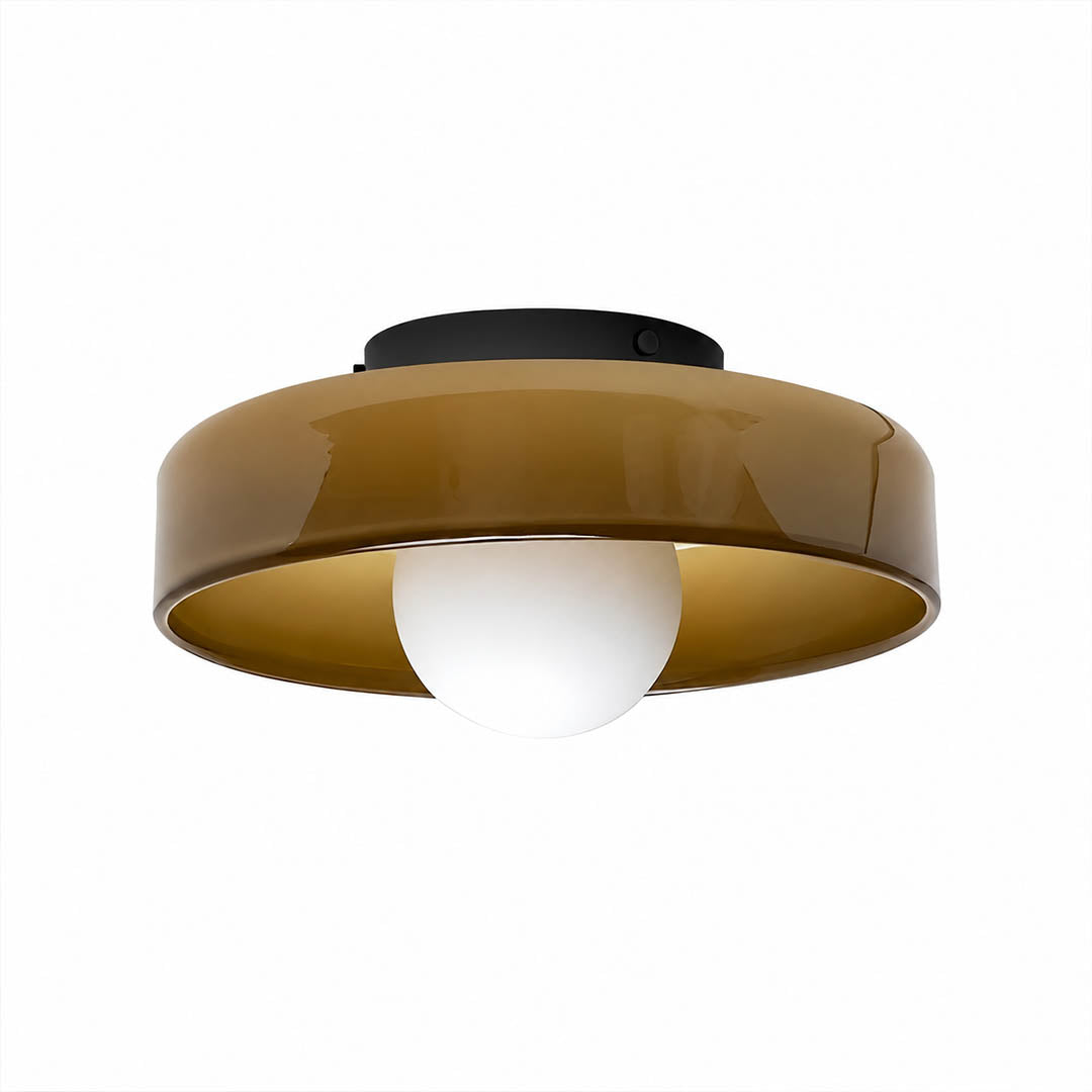 Lottie vintage stained glass mushroom ceiling light Brown amber caramel earthy Cottagecore 70s retro warm tone white background