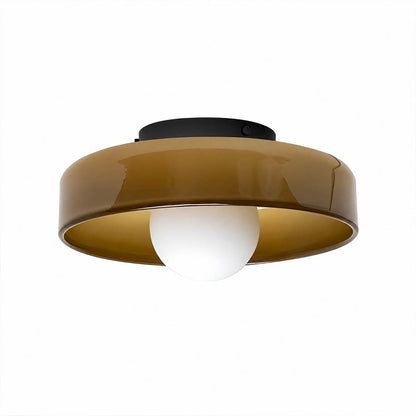 Lottie vintage stained glass mushroom ceiling light Brown amber caramel earthy Cottagecore 70s retro warm tone white background