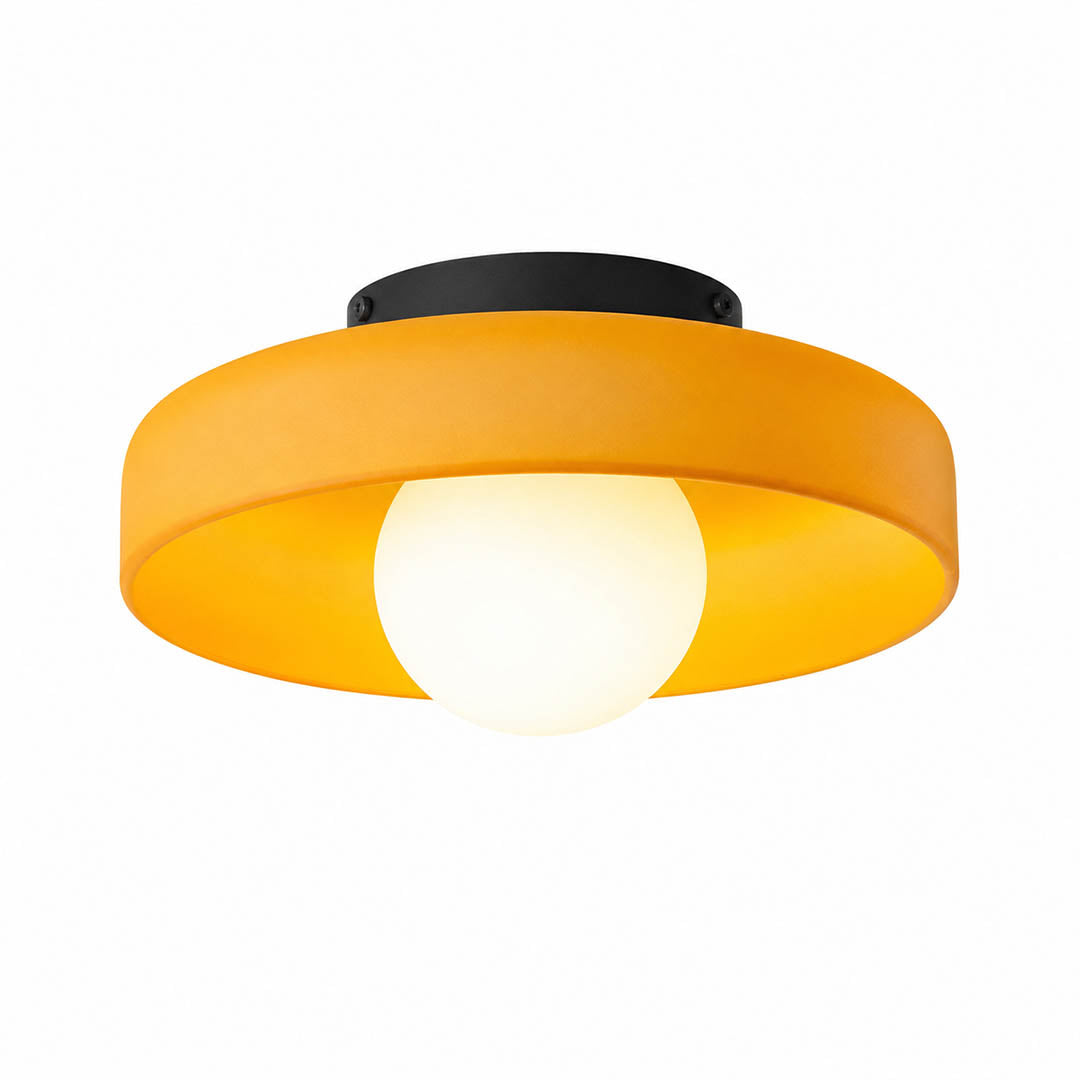 Lottie vintage stained glass mushroom ceiling light Orange Y2K revival 70s retro Cottagecore Maximalist warm amber white background