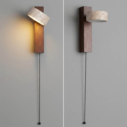 Lumen travertine wall lamp walnut and wood color finish comparison