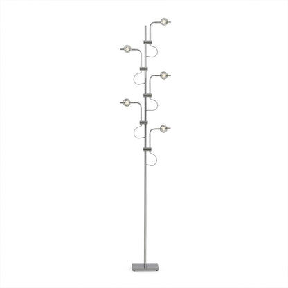Lumi cordless slim floor lamp 62 inch chrome base transparent glass tube integrated LED minimalist white background