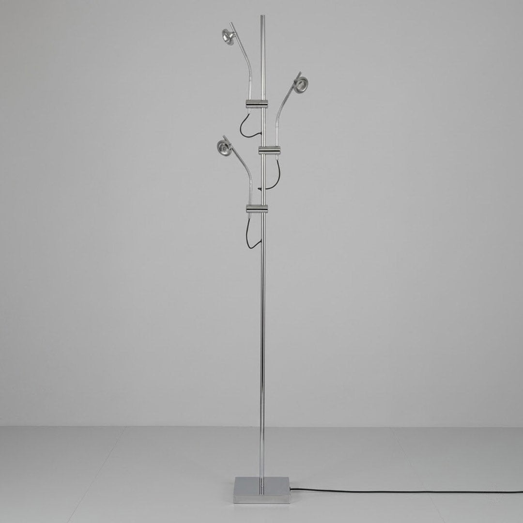 Lumi cordless slim floor lamp 62 inch chrome base transparent glass tube integrated LED minimalist white background