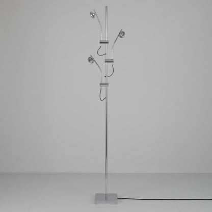 Lumi cordless slim floor lamp 62 inch chrome base transparent glass tube integrated LED minimalist white background