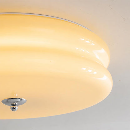 Lumiere deco ceiling light gold chrome metal frame finish art deco band detail close up quality hardware