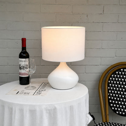 Terra ceramic table lamp living room side table warm glow ceramic fabric elegant American home lifestyle interior styled