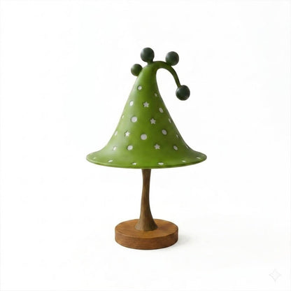 Luna celestial star table lamp forest green resin shade star apertures white background