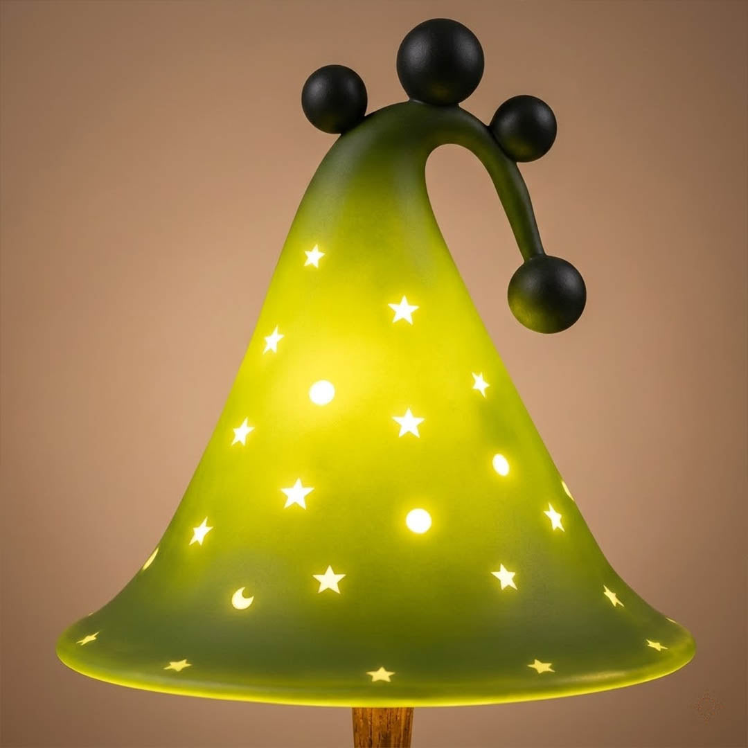 Luna green table lamp woodland themed bedroom nightstand forest interior cozy