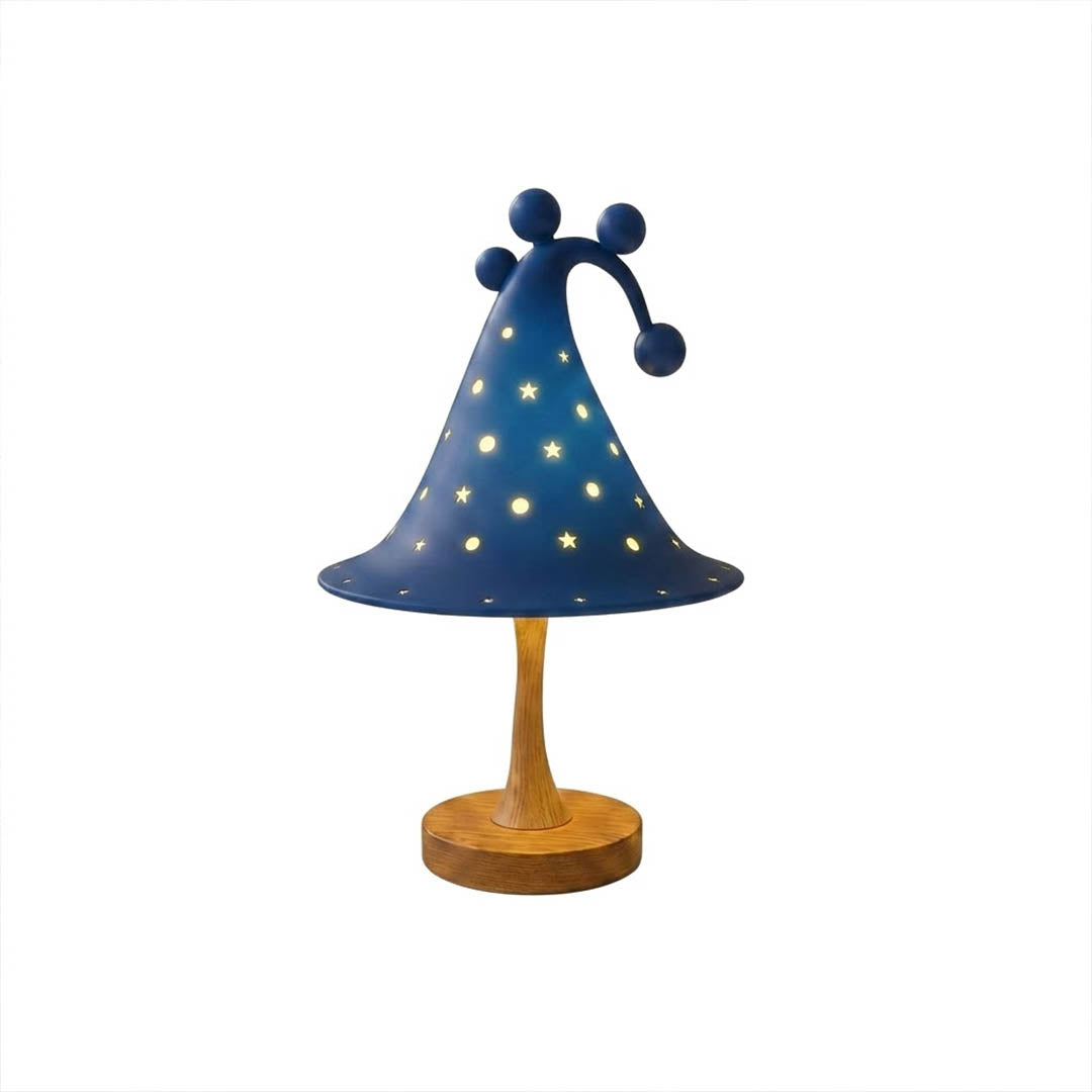 Luna celestial star table lamp ocean blue resin shade star apertures white background