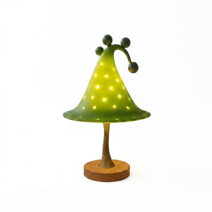 Luna celestial star table lamp forest green resin shade star apertures white background