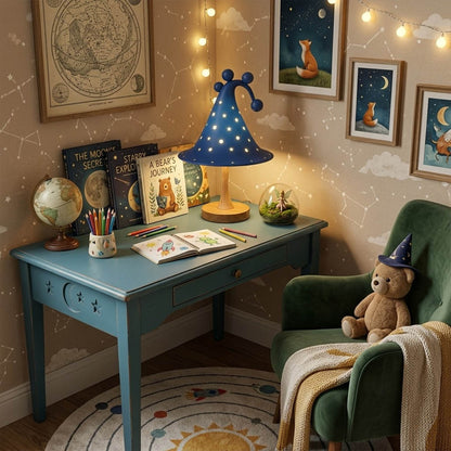 Luna table lamp star projection pattern on bedroom wall night magical celestial glow soft light