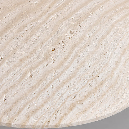 Luna wood travertine pendant light yellow travertine stone veining porous texture detail close up unique