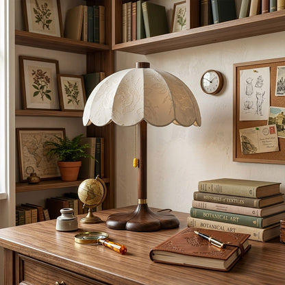 Lyon French vintage table lamp on bedside nightstand warm reading glow lifestyle bedroom interior