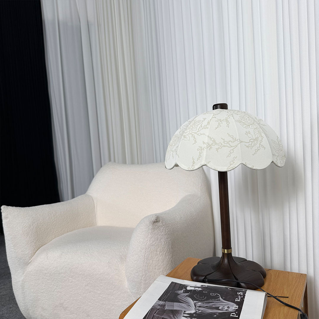 Lyon French vintage table lamp on bedside nightstand warm reading glow lifestyle bedroom interior