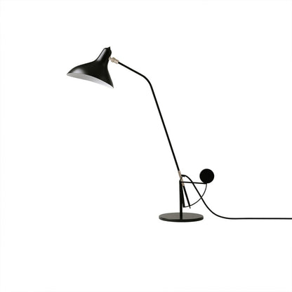 Lyra mid century articulated table lamp matte black steel arm pivoting reflector 31 inch tall white background front view