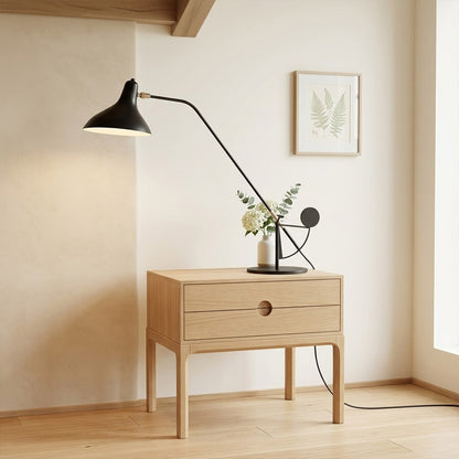 Lyra table lamp on living room console sideboard sculptural statement piece matte black mid century interior