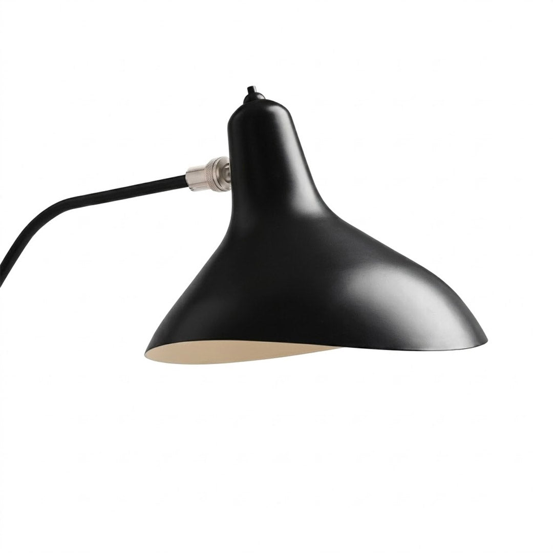 Lyra brass pivot joint aluminum reflector head close up craftsmanship detail mid century articulated arm quality