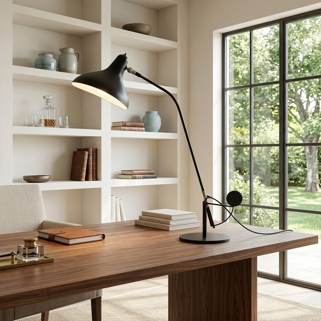Lyra articulated table lamp home office desk corner task lighting modernist workspace matte black sculptural large