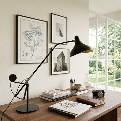 Lyra articulated table lamp home office desk corner task lighting modernist workspace matte black sculptural large