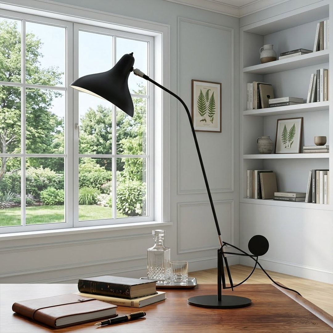 Lyra articulated table lamp home office desk corner task lighting modernist workspace matte black sculptural large