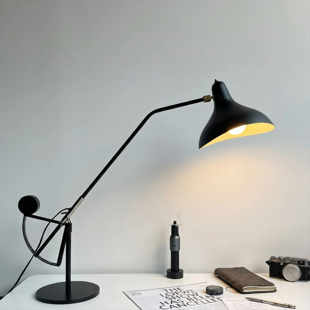 Lyra articulated table lamp home office desk corner task lighting modernist workspace matte black sculptural large