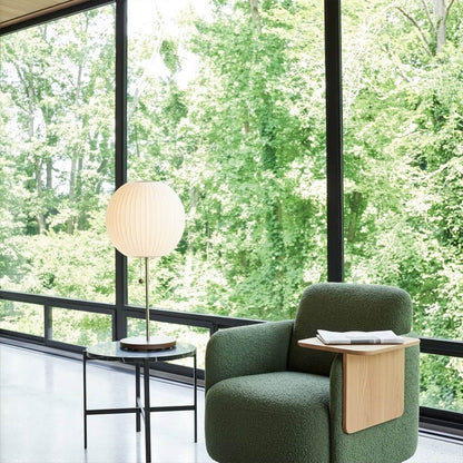 Maeve Model A tall chrome faux silk console lamp 29 inch sofa side living room mid century modern warm glow interior