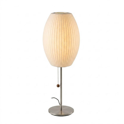 Maeve tall chrome faux silk console lamp Model A 29 inch tall mid century modern white shade chrome base white background