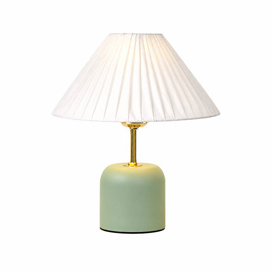 Marea ceramic table lamp model A etched textured ceramic base fabric shade classic coastal white background front view
