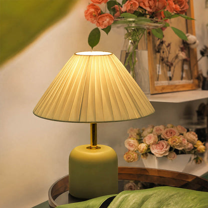 Marea ceramic table lamp living room side table etched ceramic fabric shade warm glow classic coastal American home lifestyle interior styled