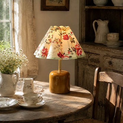 Marea ceramic table lamp dining room console etched ceramic fabric shade warm elegant American home lifestyle interior styled