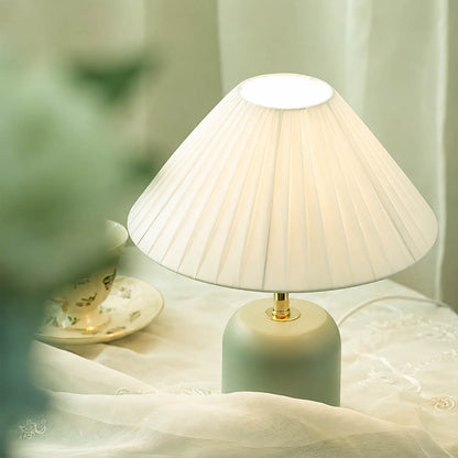 Marea ceramic table lamp living room side table etched ceramic fabric shade warm glow classic coastal American home lifestyle interior styled