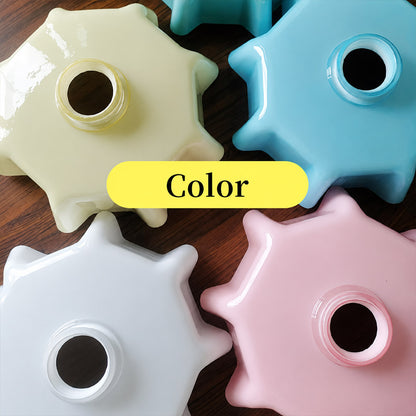 Margaux pleated glass pendant 4 color options White Beige Pink Blue side by side comparison choice helper French vintage