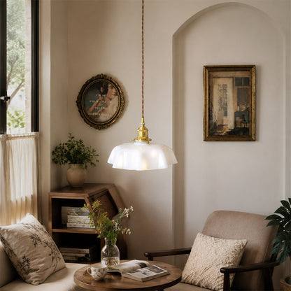 Margaux White pleated glass pendant French vintage dining room elegant Parisian inspired warm Edison glow interior